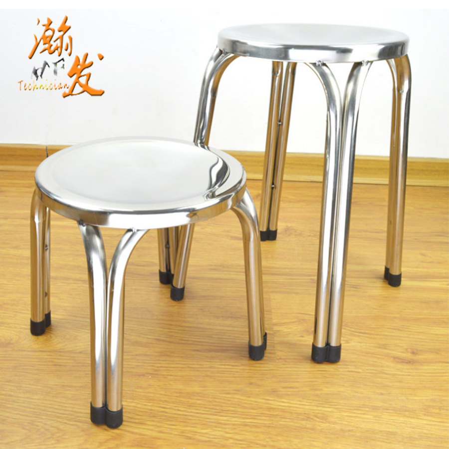 不锈钢三脚四脚圆凳 无磁加厚食堂餐用家用 高低圆凳子不锈钢椅子