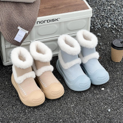 厚い底の雪の靴の女性の金の2024冬の起爆金は厚い滑り止めの防水の醜い萌えの大きい頭の保温の綿の靴の潮をプラスします。