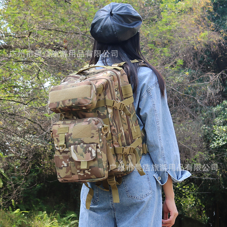 Chenhao camouflage tactical backpack, large capacity mountaineering backpack, camping multi-functional mother-and-child combination backpack, assault pack