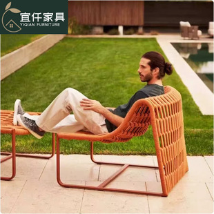 Outdoor Leisure Chair Rattan Garden Balcony Minimalist Chair Hotel B&B Courtyard Creative Lazy Backrest Lounge Chair