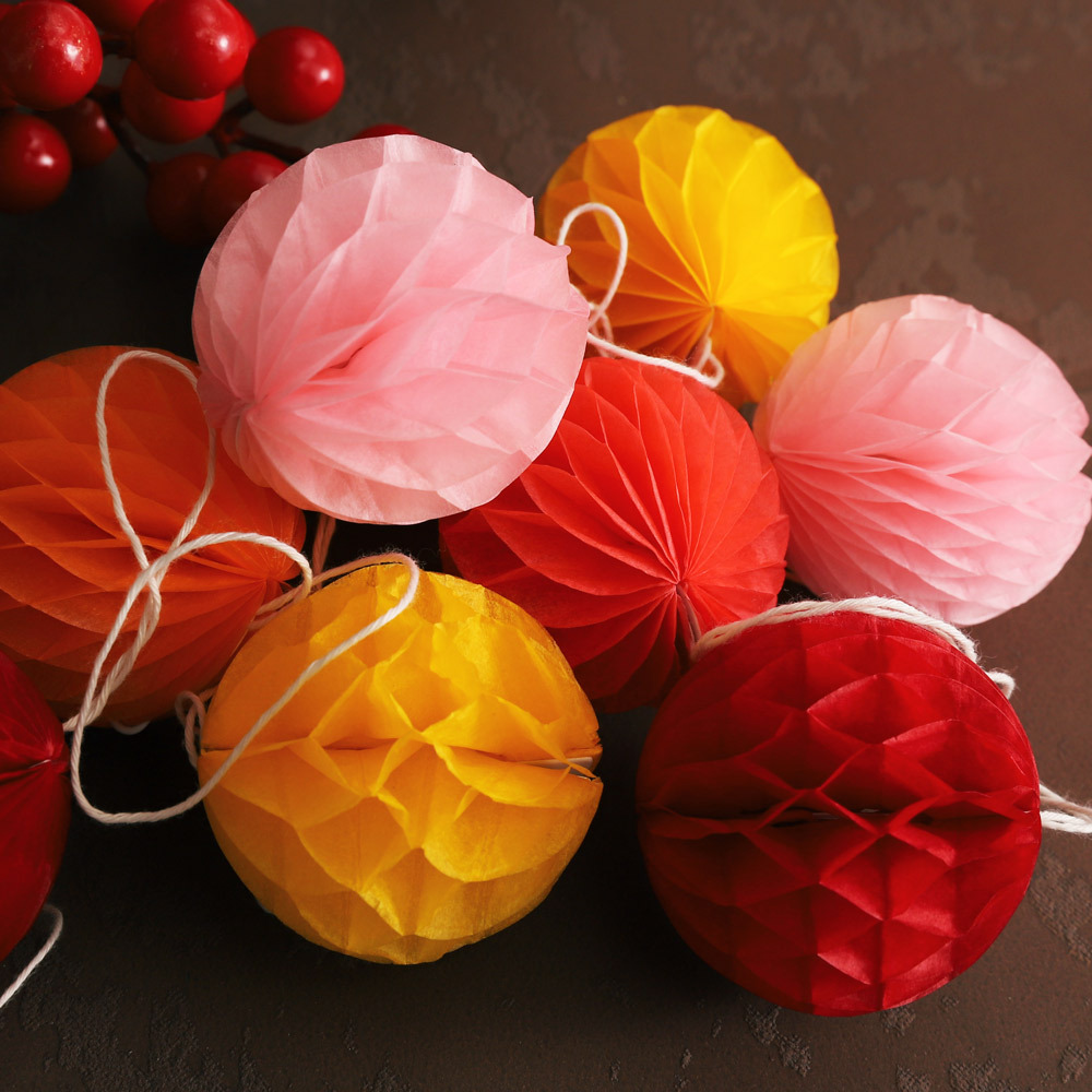 2026 barril de Año Nuevo decoración de papel de panal bolas de color flores de bolas de linternas decorativas hechas a mano DIY material de regalo lote