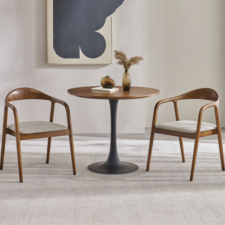 Small apartment balcony dining table leisure coffee small round table negotiation table solid wood small round table reception round dining table and chairs