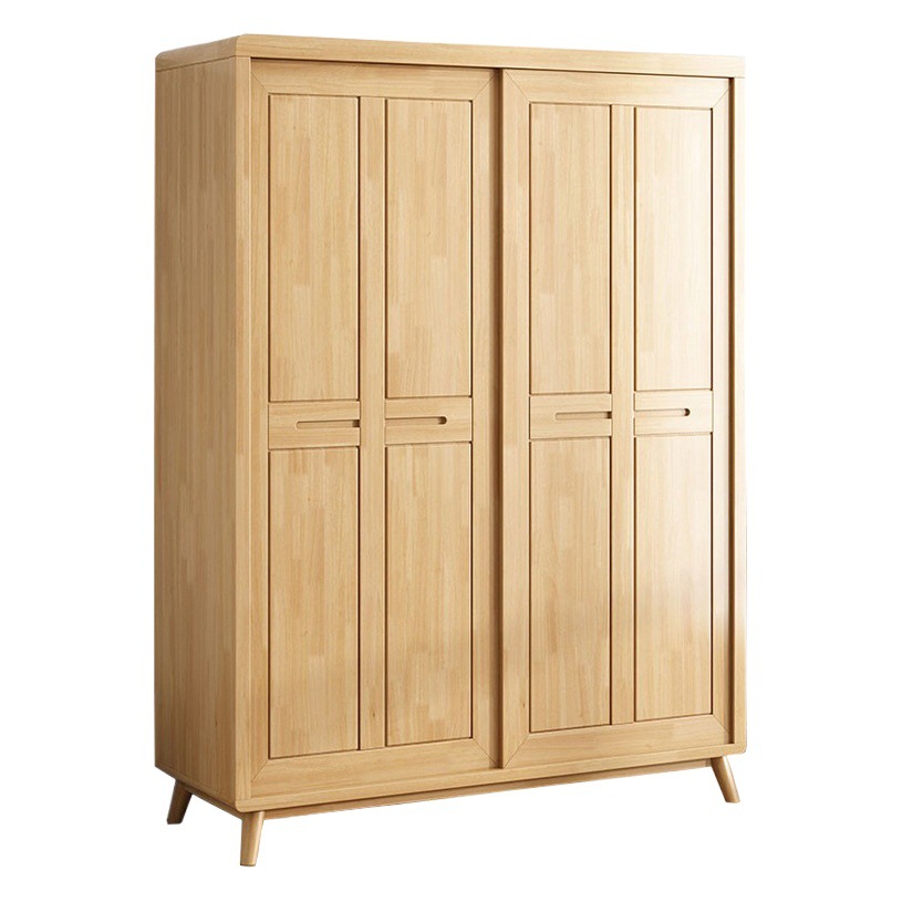 Directo de fábrica Nórdico armario de madera maciza puerta corredera de madera sencilla de los niños guardarropa armario de montaje
