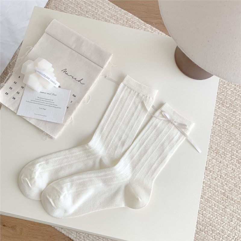 25 春夏新作リトルティーホワイトソックス薄い綿リボンメッシュカレッジスタイルロリータパイルソックス卸売|undefined