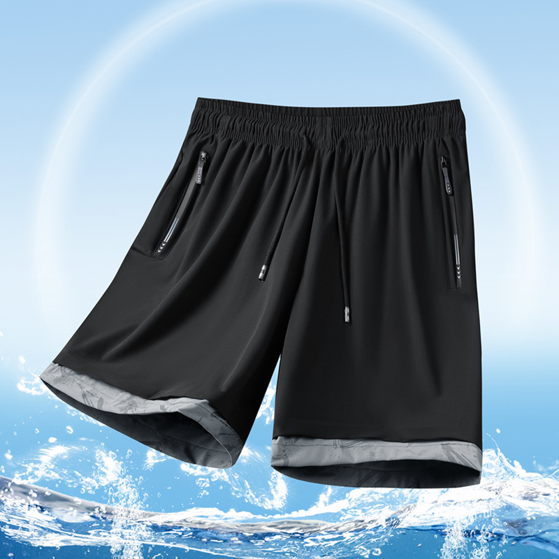 Summer Youth Elastic Waist Ice Silk Large Size Shorts for Men, Summer Running Sports Loose Straight Five-Point Pants Summer Youth Elastic Waist Ice Silk Large Size Shorts for Men, Summer Running Sports Loose Straight Five-Point Pants