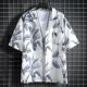 Flower Shirt Men's Summer Thin Hong Kong-style Seaside High-end Short-sleeved Holiday Beach Hawaii Vintage Shirt