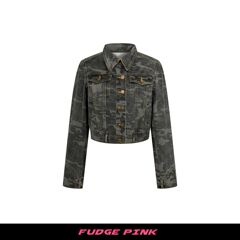 Fudge Pink 25秋季New美式复古辣妹个性设计迷彩牛仔夹克外套