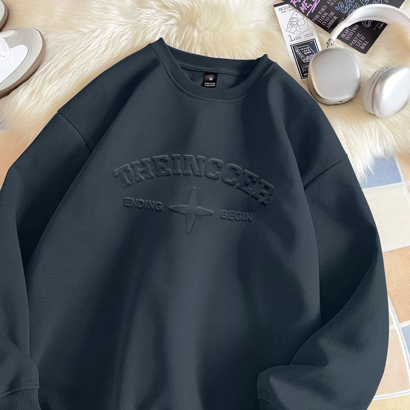 Herrenbekleidung High Street Fashion Marke 3D Stahl gedruckt geprägte Buchstaben Retro Casual Tops_voghion.com