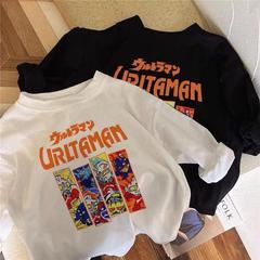 Children's clothing including cotton, suitable for spring and autumn, thin, for big and small children, stylish, for boys and girls, baby basic T-shirts and T-shirts for going out in style