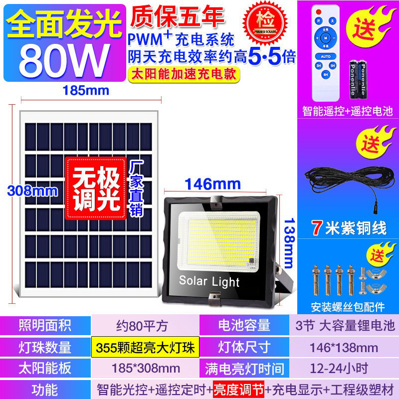 Zhongshan lámpara solar luz de inundación nueva iluminación del hogar rural impermeable Super brillante Lámpara de calle solar lámpara de jardín al aire libre