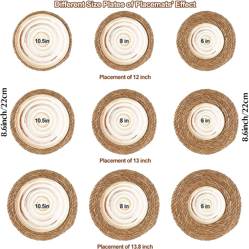 Venta caliente de Amazon manteles individuales de paja, posavasos de paja, almohadillas de aislamiento térmico, almohadillas de olla de arena tejidas con paja para la decoración de la mesa