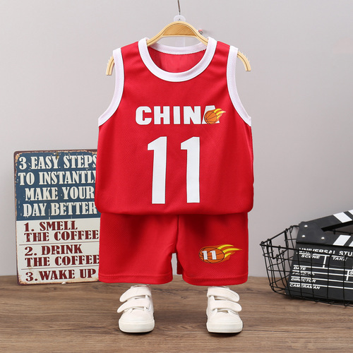 Children's vest suit summer sports uniforms for boys, medium and large children's shorts and ball clothes, baby quick-drying children's clothing wholesale