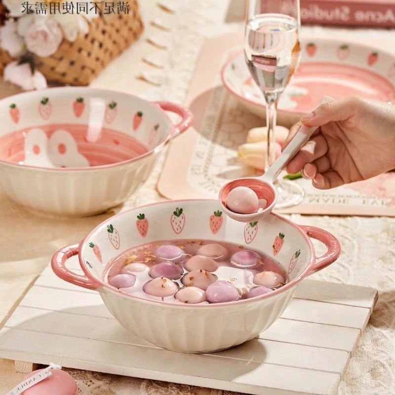 Керамическая бинауральная суповая чаша для супа с лапшой