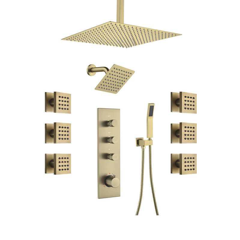 Luxurious 16inch Thermostatic Dual-Head Shower System with Side Spray Rain Shower Heads to Accommodate Couples' Dual Bathing Needs