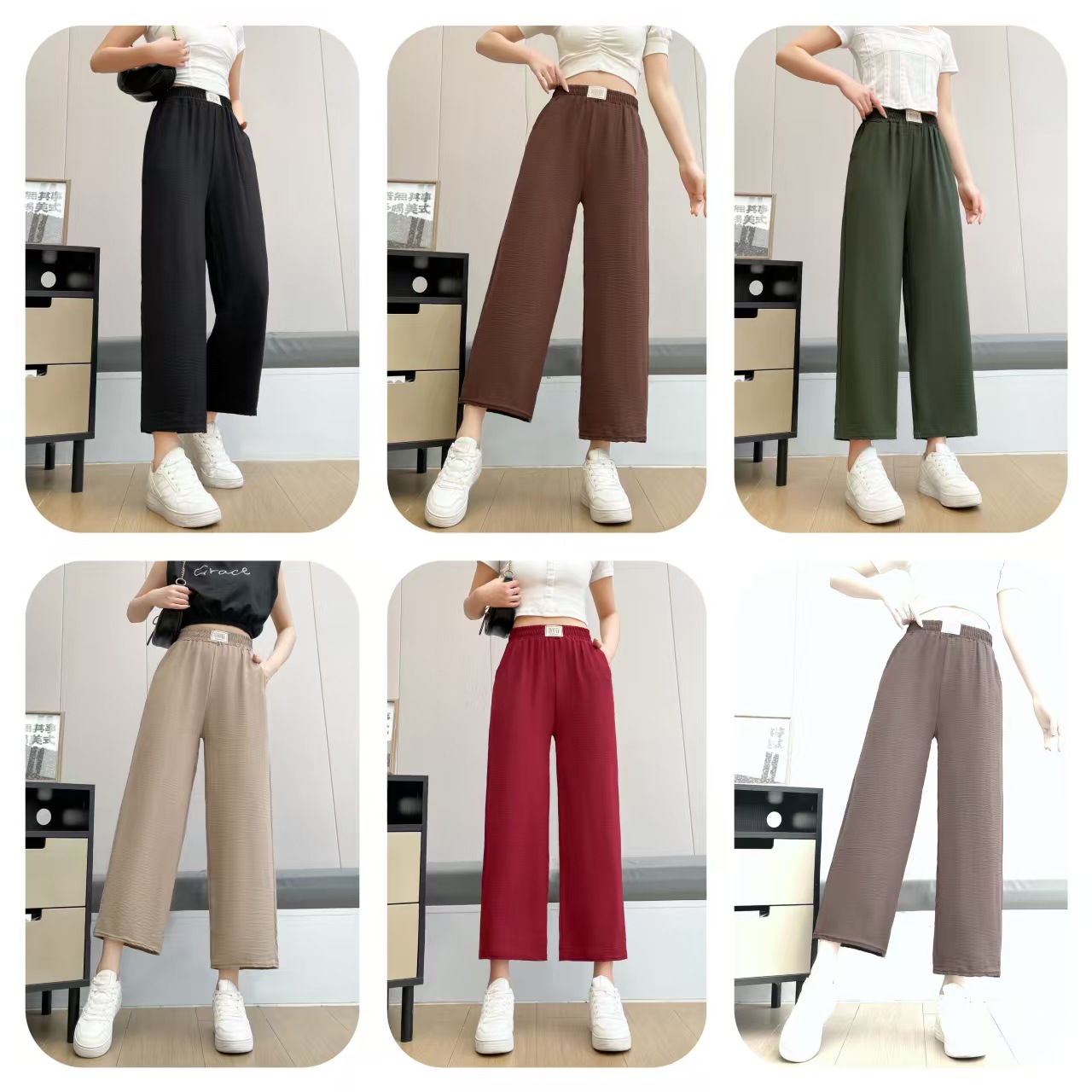 2026 New High-Waisted Ice Silk Wrinkled Wide-Leg Pants for Women, Drapey Straight-Leg Pants with Texture, Japanese-Style Casual Pants