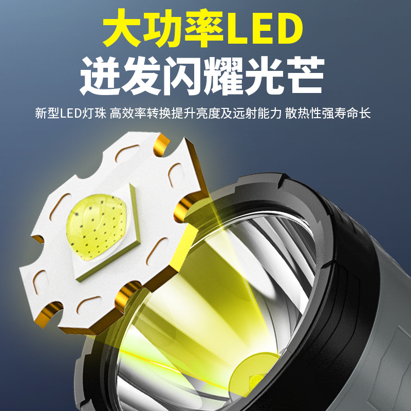 Transfronteriza nueva luz fuerte lámpara portátil USB recargable rojo blanco luz Lámpara de trabajo al aire libre multi-funcional Super brillante reflector