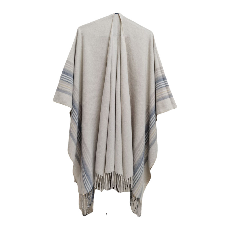 Women's Simple Style Stripe Polyester Tassel Shawl display picture 5