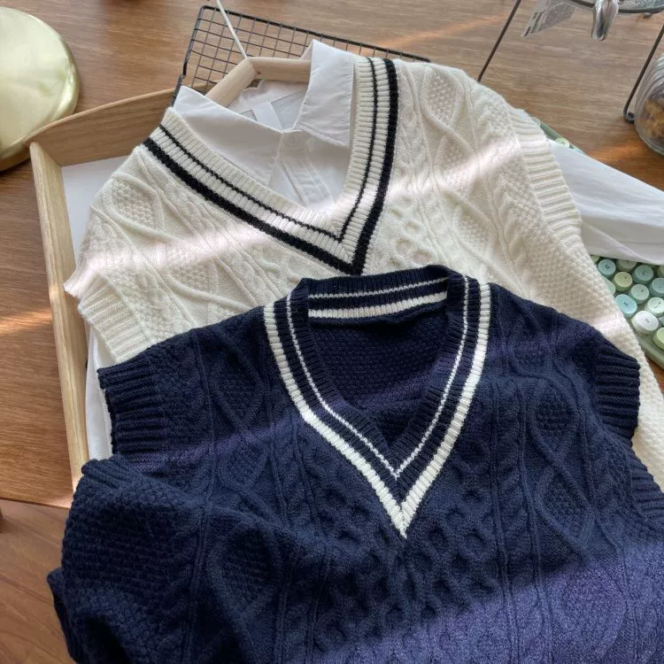 Вязаный жилет в студенческом стиле, Женский Осень 2023, новый стиль, стилист, уменьшающий возраст, сладкий Универсальный элегантный топ