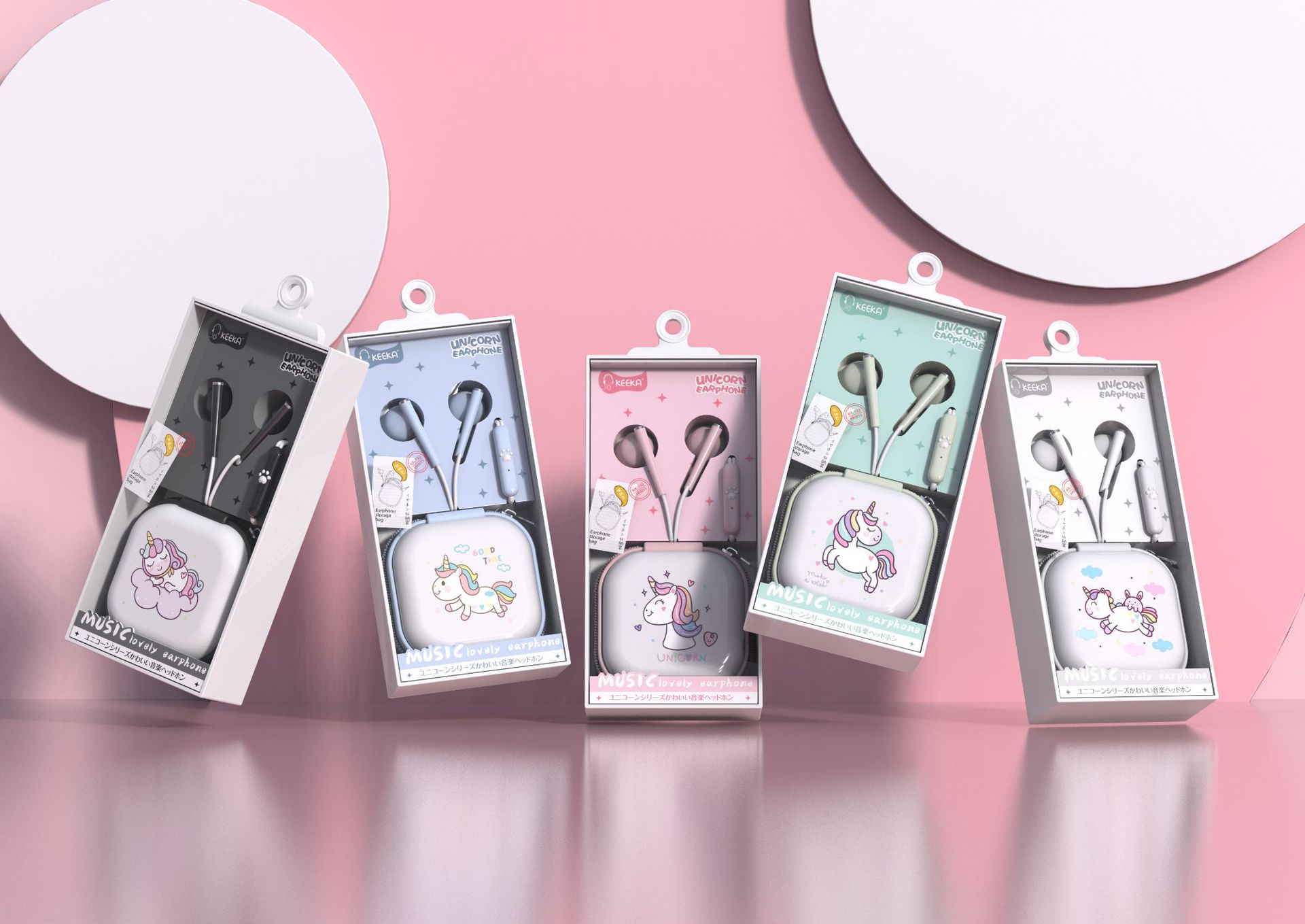 Cute Unicorn Wired Earphone with Mic