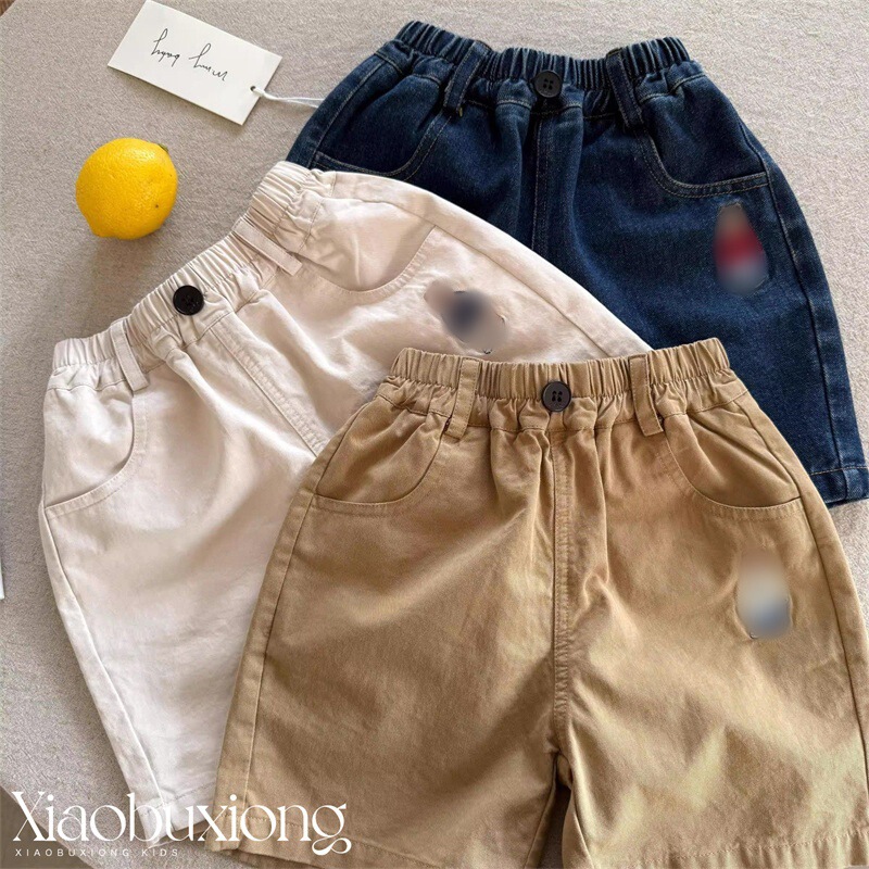 Children's Shorts 2025 Summer Japanese Trendy Brand Bear Embroidered Jeans for Boys and Girls Baby's Western-style Five-point Casual Pants