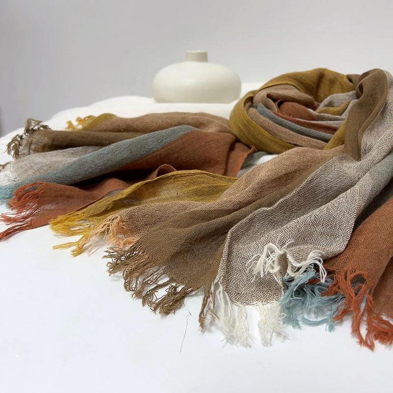 Summer thin universal soft scarf, cloak, cotton and linen, with neck protection, 2023 collection