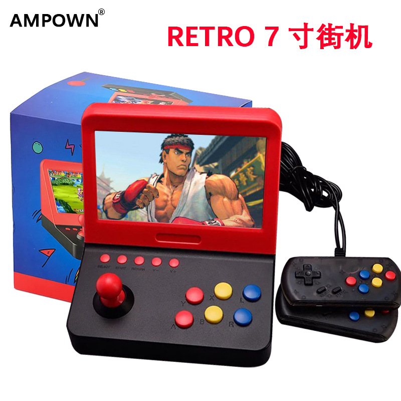 AMPOWN RETRO classic mini 7 inch large screen handheld portable nostalgic ps2 game machine open source psp arcade