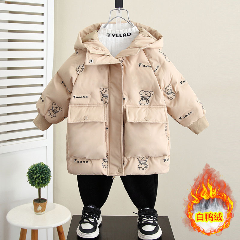 6871 chaqueta de plumón para niños invierno 2024 nueva ropa para niños ropa de pan gruesa y desechable ropa de invierno para bebés pato blanco