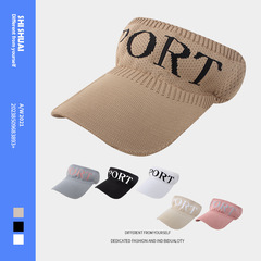 Pure Color Embroidered Logo Knit Brimless Sun Hat for Spring and Summer, Couple Cooling Hat Beach Hat Casual Duckbill
