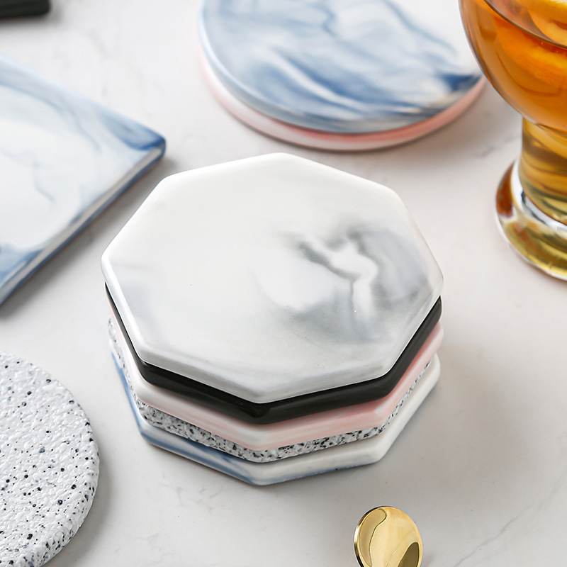 Nórdico marbling Coaster almohadilla de aislamiento de cerámica antideslizante Coaster fuego pintura sello almohadilla taza de té almohadilla de corcho