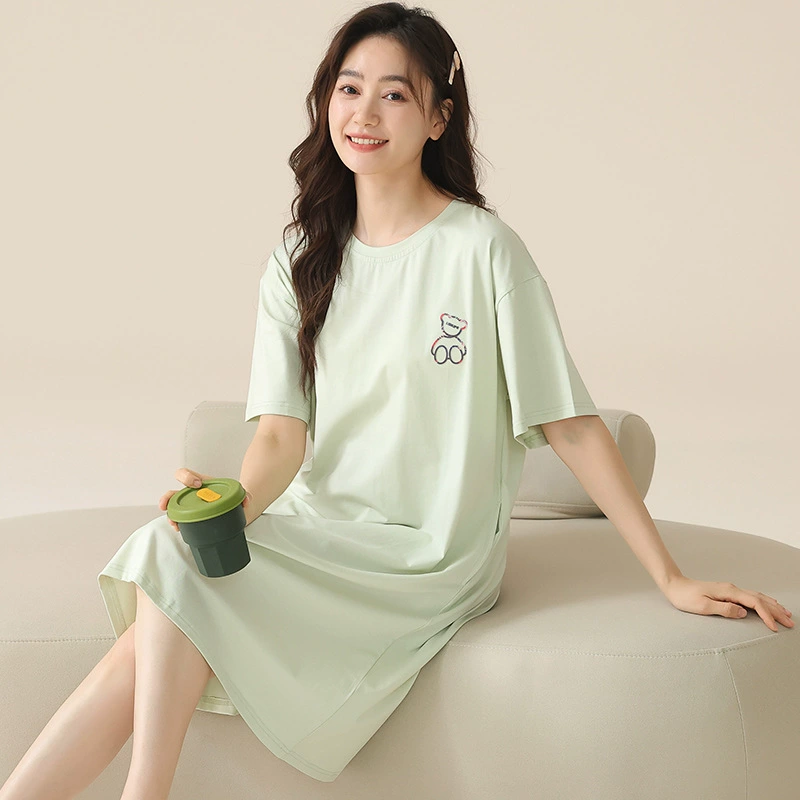 Antibacterial summer cute pijama, skirt, with short sleeve, round collar, Korean style