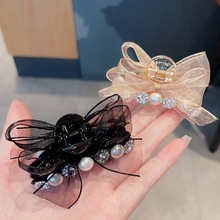 韩版蕾丝蝴蝶结镶钻7厘米小抓夹刘海夹子发卡头饰成人女发夹发抓