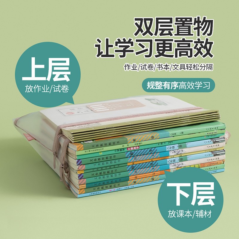 学科分类文件袋莫兰迪色拉链作业袋学生资料A4双层尼龙网纱收纳袋|undefined