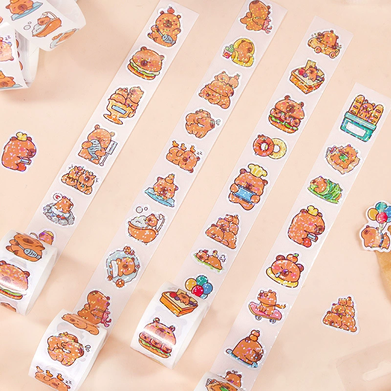 Wheat Youth Laser sealing tape cultural and creative round label cartoon handbook sticker material diy decorative painting
