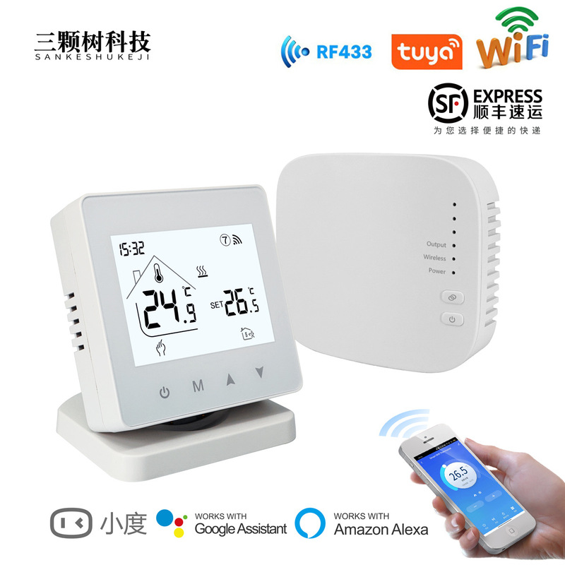 Tuya Wifi Wall-Mounted Boiler Thermostat App Voice Remote Control Floor Heating Controller Intelligent Temperature Control
