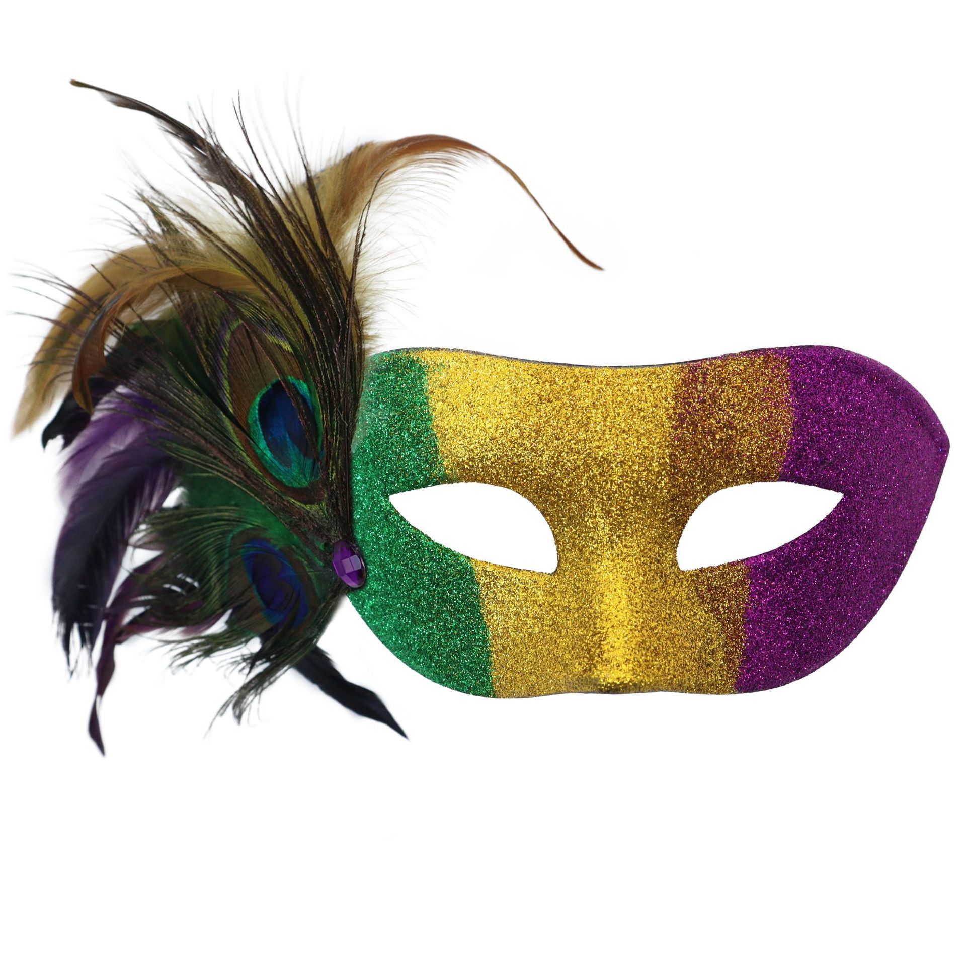 Carnaval máscara de plumas de polvo Amazon máscara de mitad de cara tricolor maquillaje de baile de fiesta accesorios de vestuario
