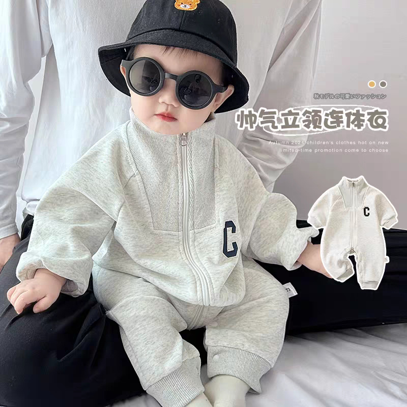 婴儿连体衣超萌宝宝秋装衣服韩版春秋款婴幼儿卫衣爬服拉链外出服