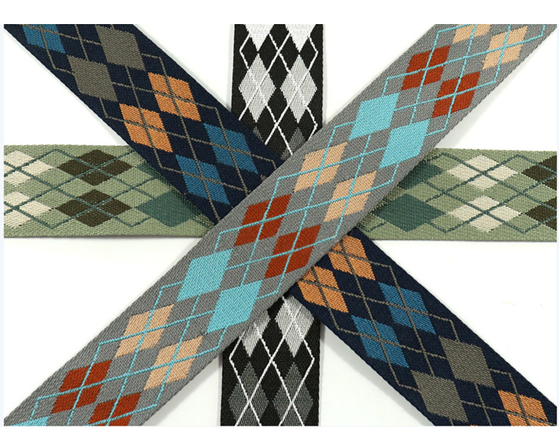 复古英伦风菱格 加厚提花织带5cm背带包肩带 手工DIY皮革制作