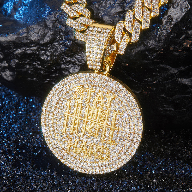 Strass Cuban Chain Halskette Mit Englischem Buchstaben Anhänger_voghion.com