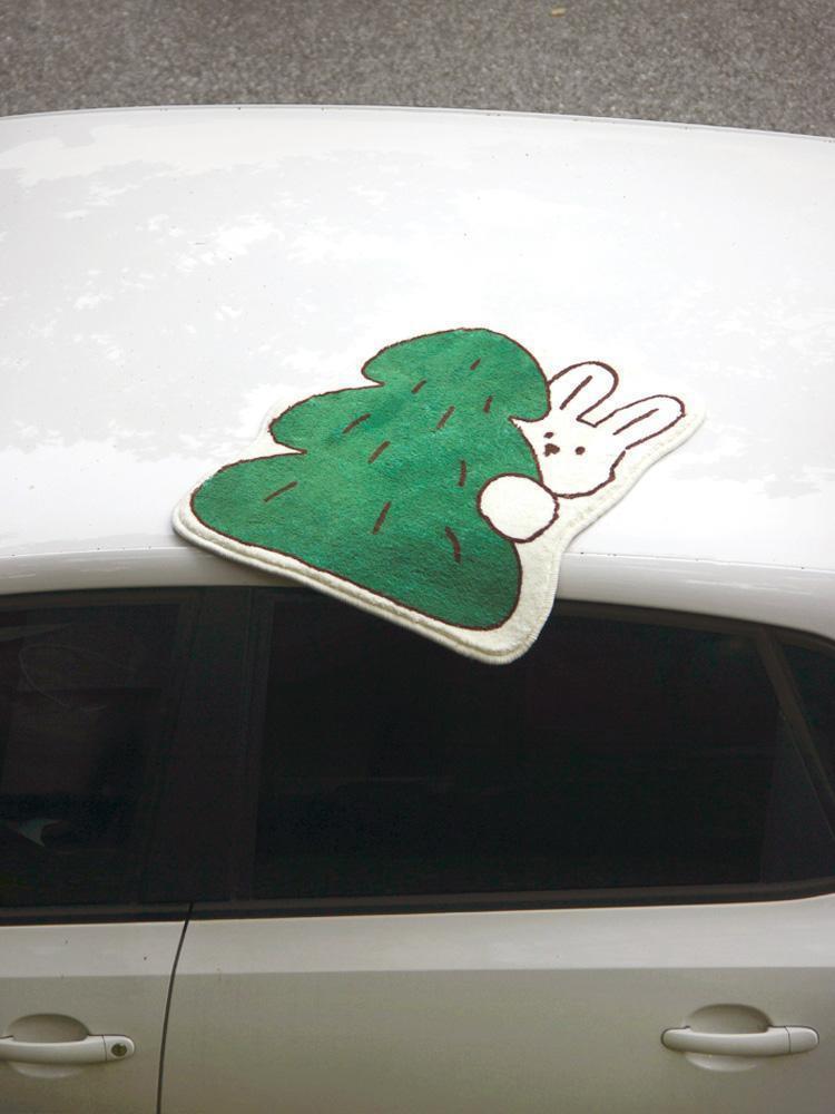 Korean-style cute bunny bathroom mat, absorbent faux cashmere mat, non-slip and easy-to-clean foot mat for bathroom entrance