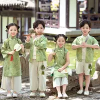 Детская одежда Hanfu для весны и осени, традиционный китайский костюм для мальчиков, костюм Тан для девочек, новый китайский стиль, одежда для детского сада в китайской культуре.