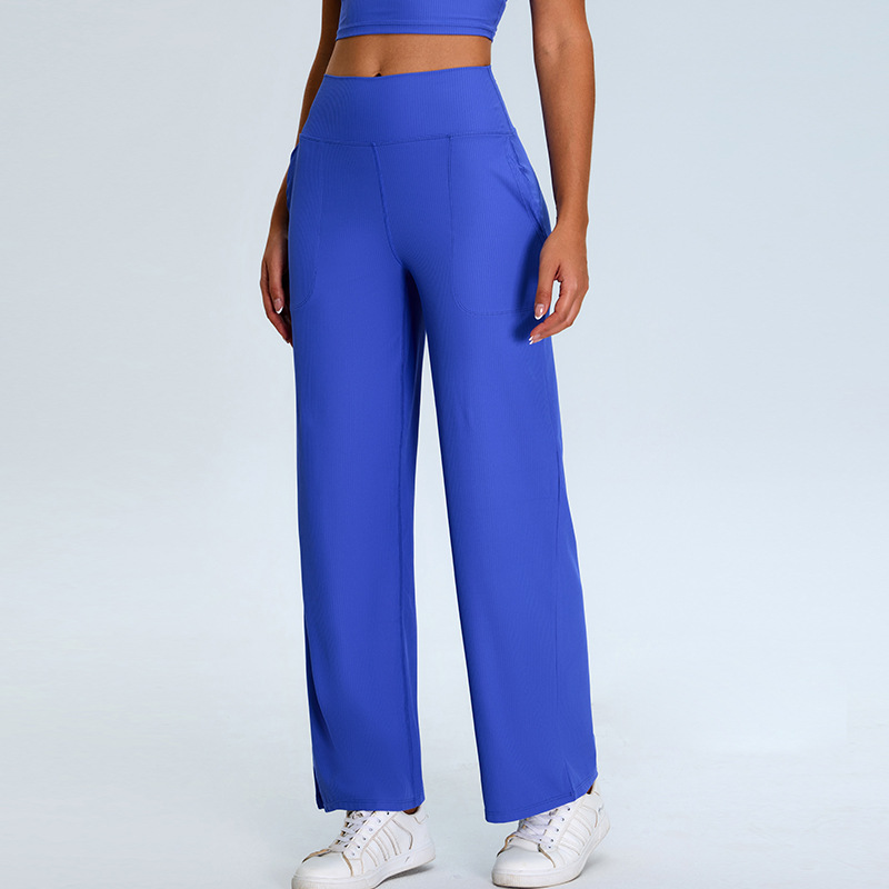 Transfronterizos otoño y invierno ocio suelto pantalones de calzado de mujer bolsillo de rosca pantalones deportivos de piernas anchas pantalones de ejercicio de secado rápido