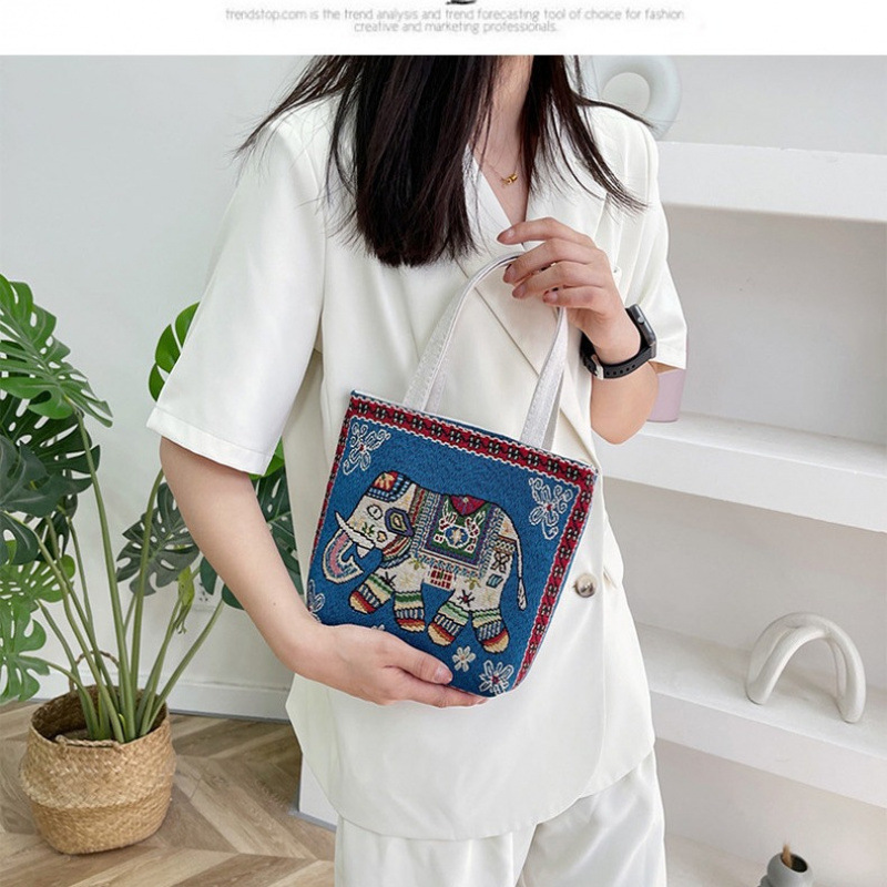 Cartoon ethnic double-sided shopping bag