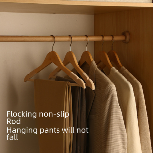 Wooden hanger for clothes, clothing store women's velour anti-slip belt knife hanger for hanging clothes, adult women's pants hanger, clothes drying rack