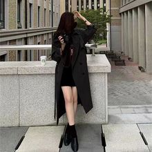 韩版感风衣男秋冬季潮牌痞帅中长款英伦宽松过膝大衣情侣外套