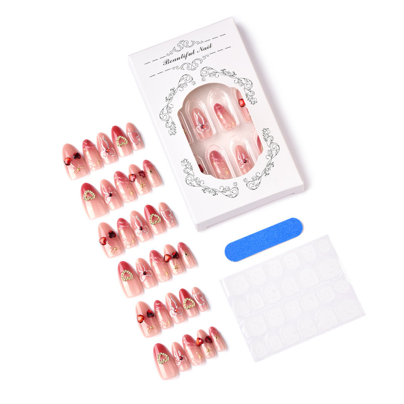 30 piezas transfronterizas de oro de polietileno de oro de San Valentín 3D amor estereoscópico arco de manicure