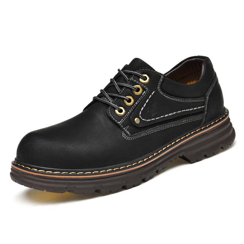 Herren Leder Freizeitschuhe Outdoor Robust Rutschfest Arbeitsschuhe_voghion.com