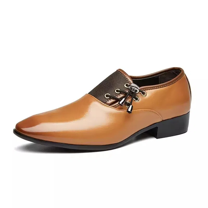 Zapatos de cuero para hombre Zapatos de boda de negocios de cuero brillante pulido de moda de los hombres de Punta puntiaguda retro británicos zapatos de cuero de una sola capa entrega de una sola pieza image 8