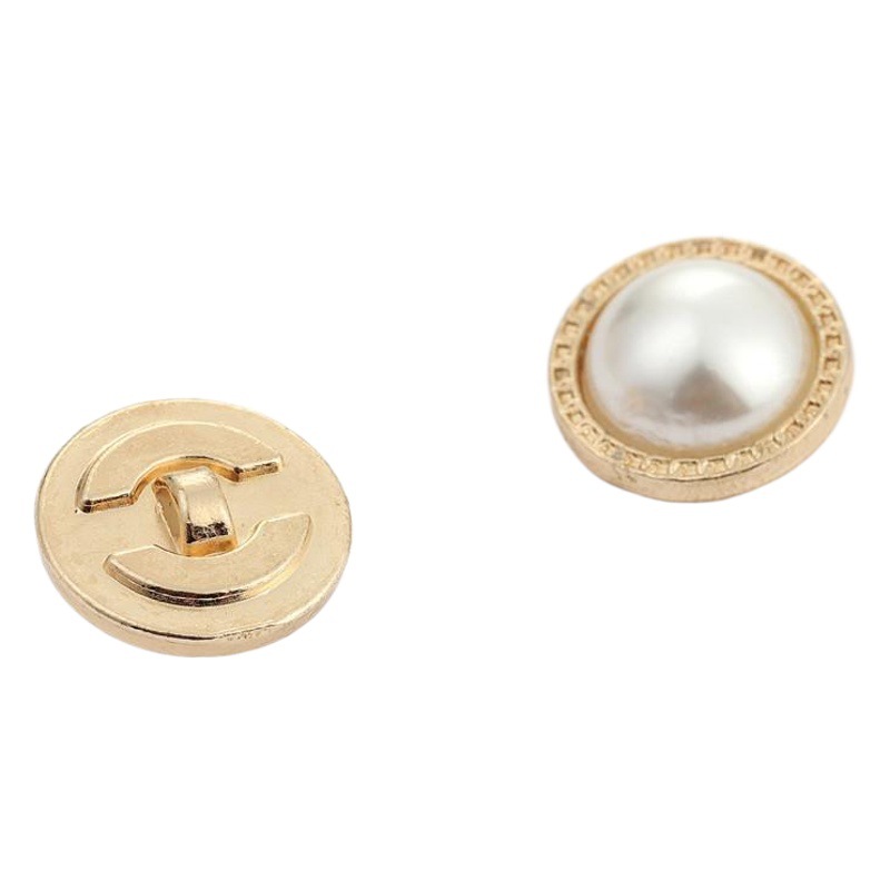 Aleación de metal vintage de pierna alta botón 24L perla brillante blanco oro rosa 15mm galvanoplastia