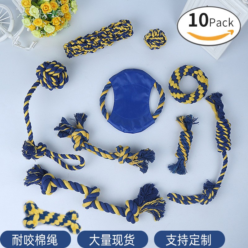 Amazon para juguetes de mascotas, juguetes de cuerda de algodón, perros de mascotas, dientes de molienda, juguetes resistentes a la mordida, en stock al por mayor.