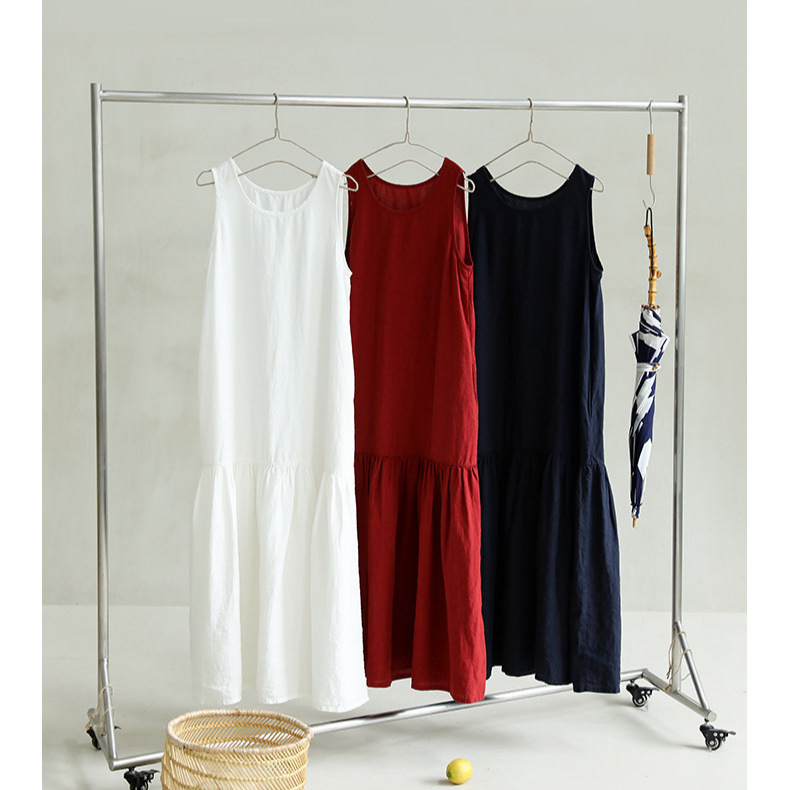 2026 Spring and Summer New Style Linen Round Neck Slimming Patchwork Sleeveless Dress 2026 Spring and Summer New Style Linen Round Neck Slimming Patchwork Sleeveless Dress